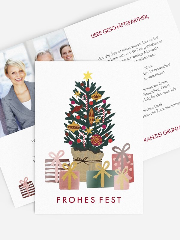 Geschäftliche Weihnachtskarte Christmas Gift Tree