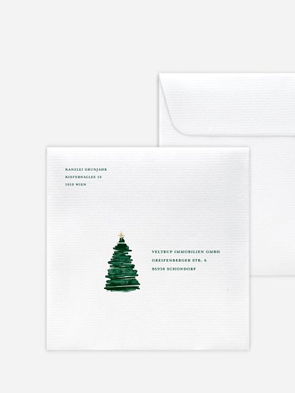 Bedruckte Umschläge geschäftl. Weihnachten Aquarell Tannen