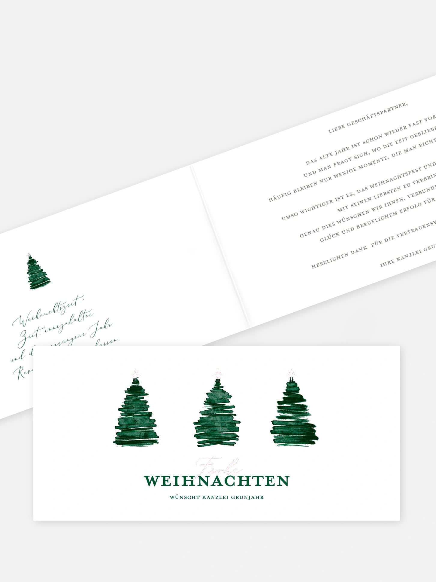 Geschäftliche Weihnachtskarte Aquarell Tannen
