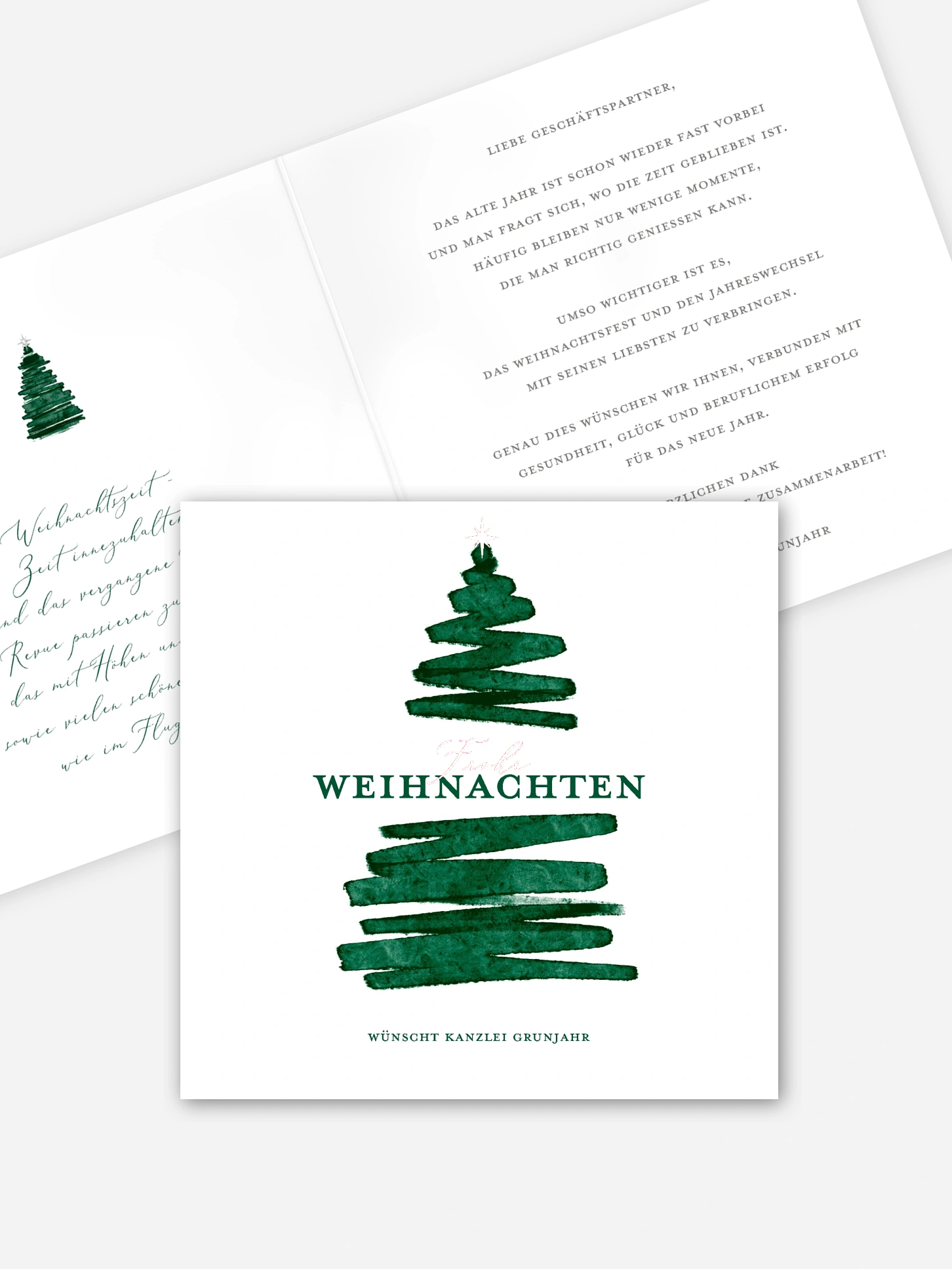 Geschäftliche Weihnachtskarte Aquarell Tannen