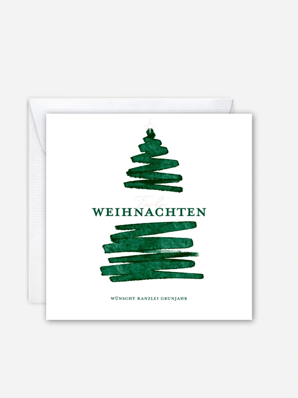 Geschäftliche Weihnachtskarte Aquarell Tannen