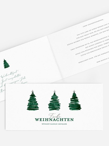 Geschäftliche Weihnachtskarte Aquarell Tannen