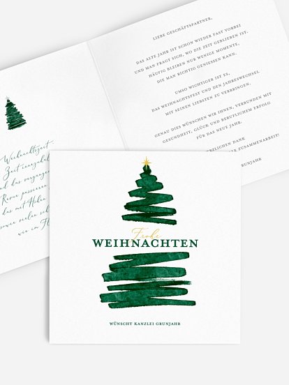 Geschäftliche Weihnachtskarte Aquarell Tannen
