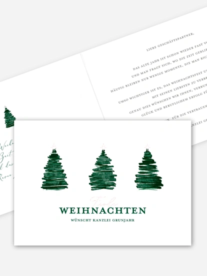 Geschäftliche Weihnachtskarte Aquarell Tannen