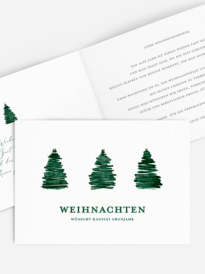 Geschäftliche Weihnachtskarte Aquarell Tannen