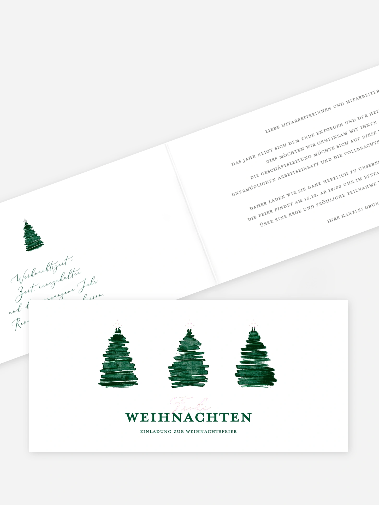 Weihnachtsfeier Aquarell Tannen