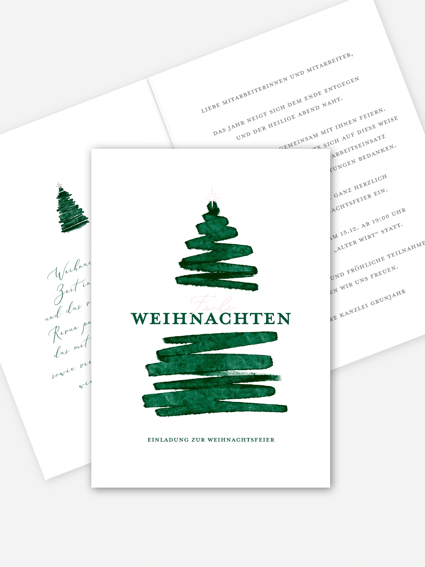 Weihnachtsfeier Aquarell Tannen