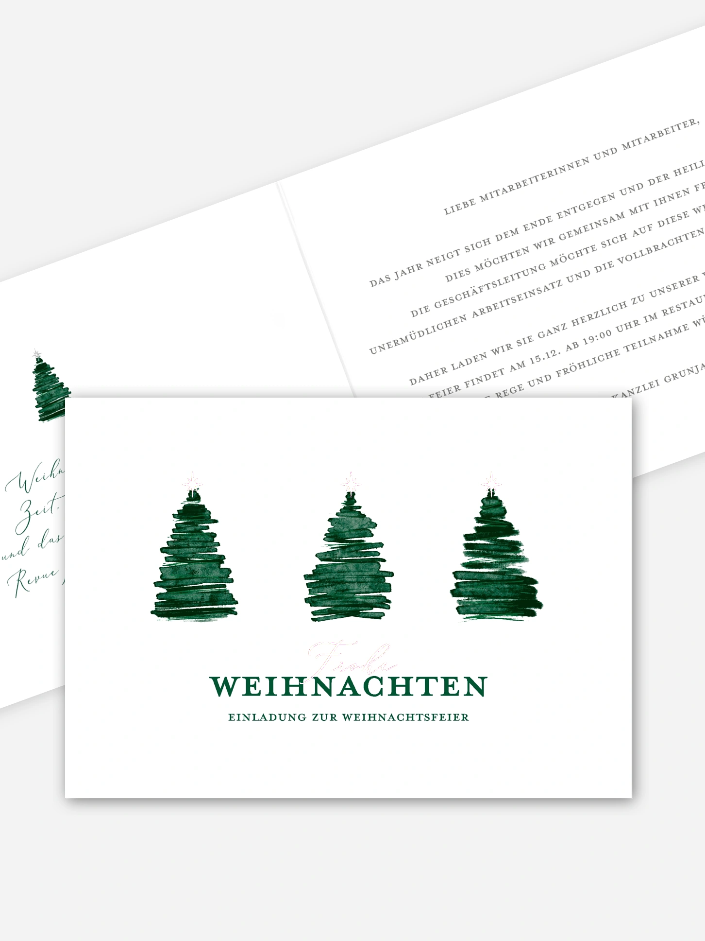 Weihnachtsfeier Aquarell Tannen
