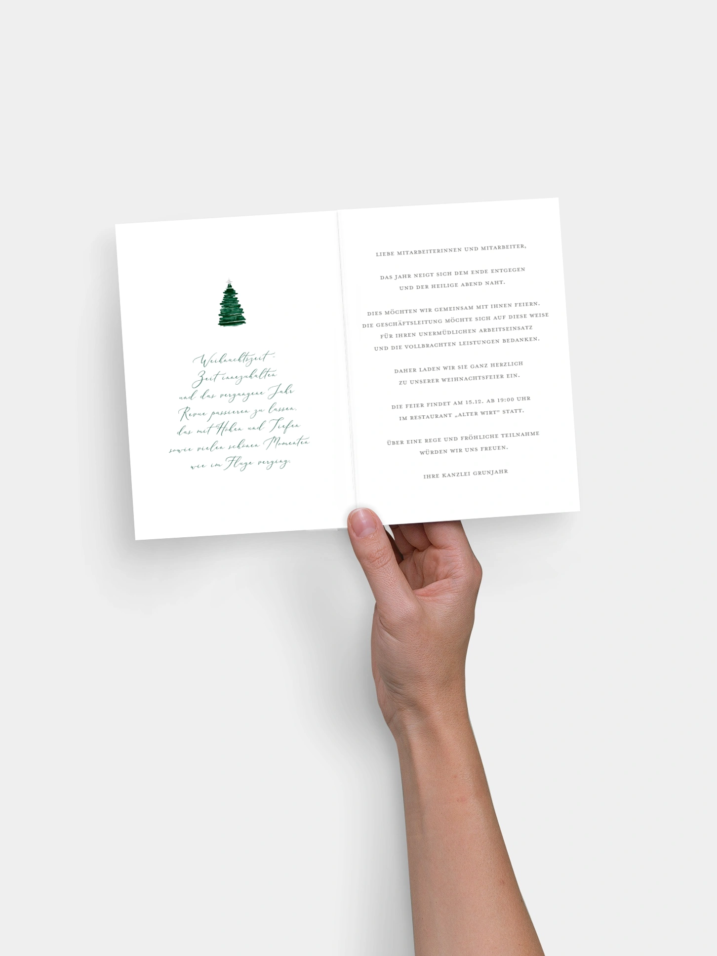 Weihnachtsfeier Aquarell Tannen
