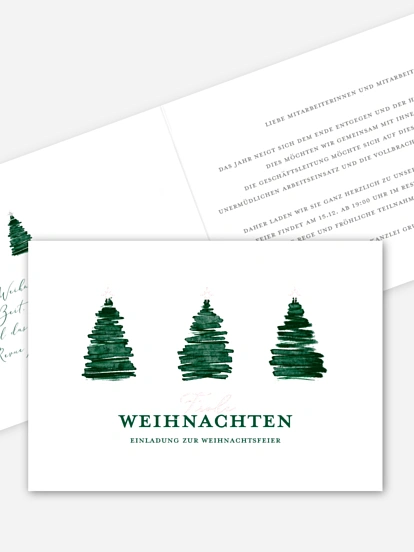 Weihnachtsfeier Aquarell Tannen