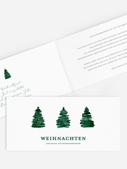 Weihnachtsfeier Aquarell Tannen