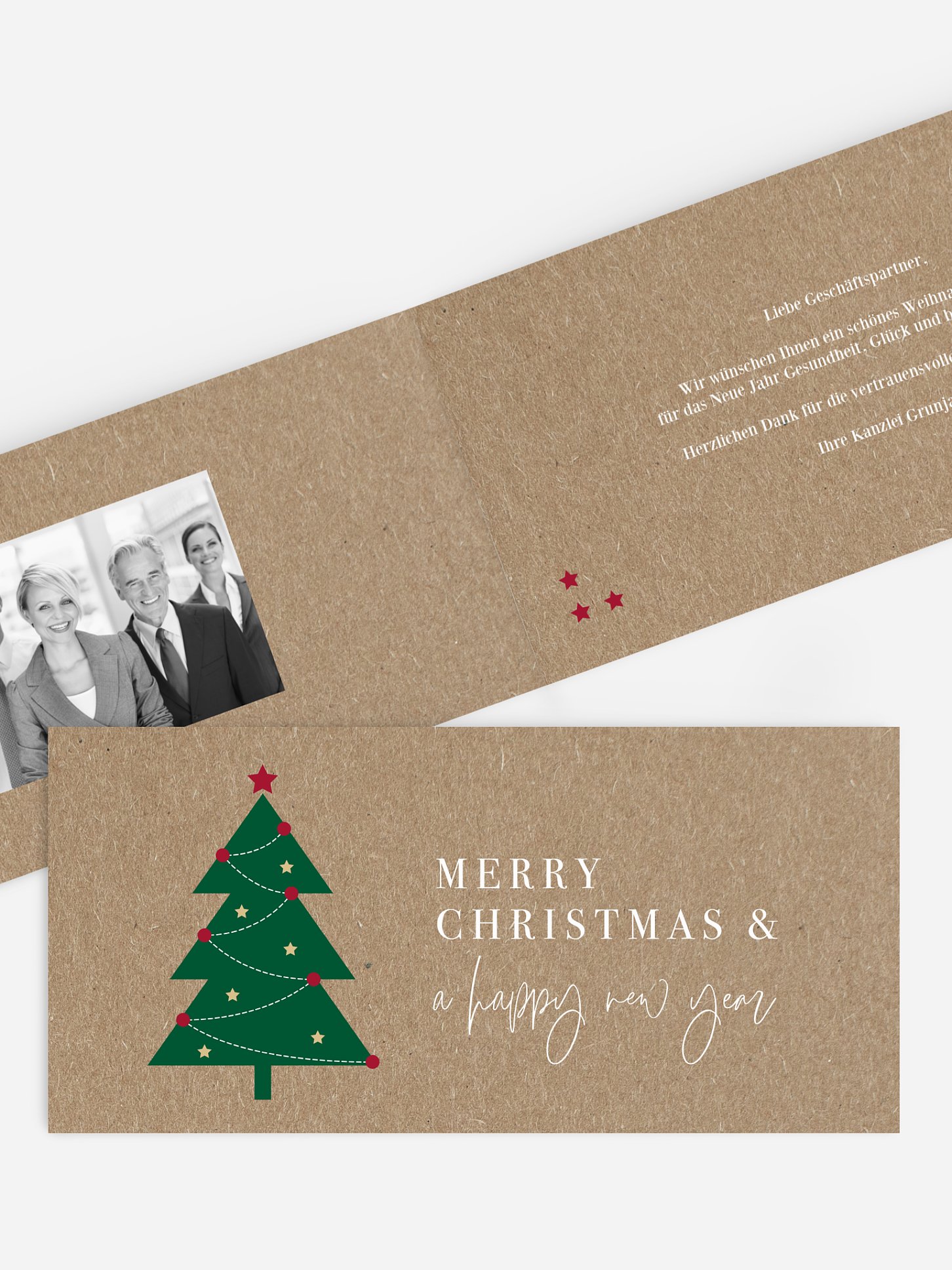 Geschäftliche Weihnachtskarte Simple Tree Kraftpapier