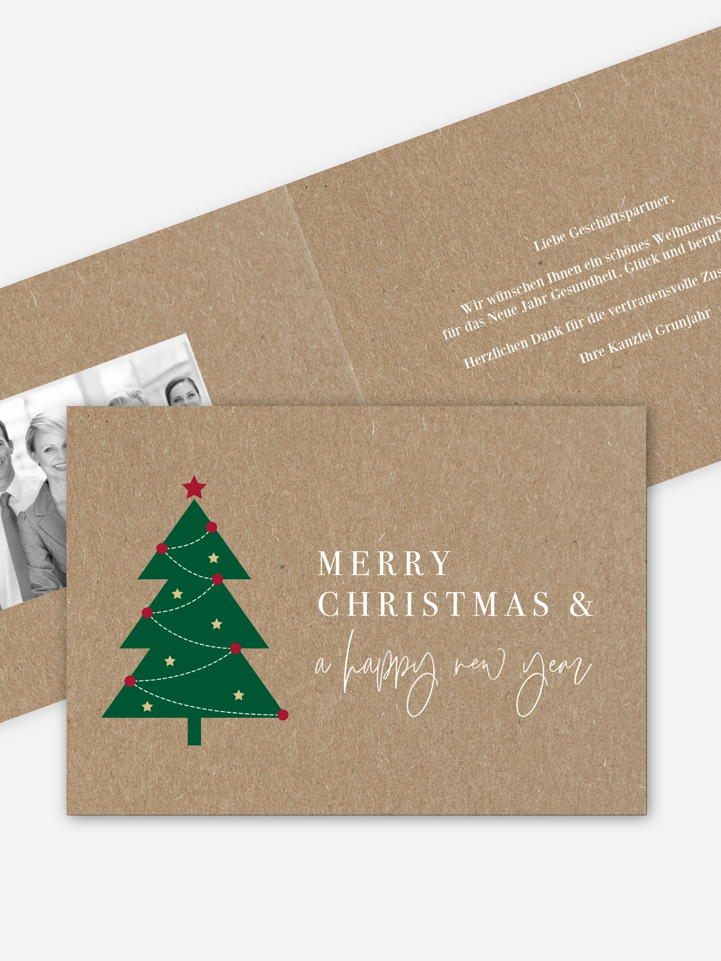 Geschäftliche Weihnachtskarte Simple Tree Kraftpapier