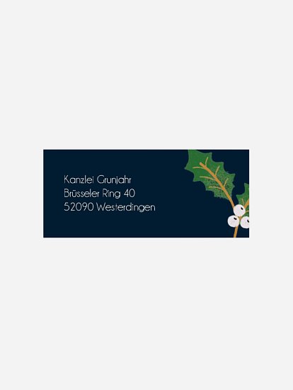 Absenderaufkleber geschäftl. Weihnachten Tannenbaumkugel