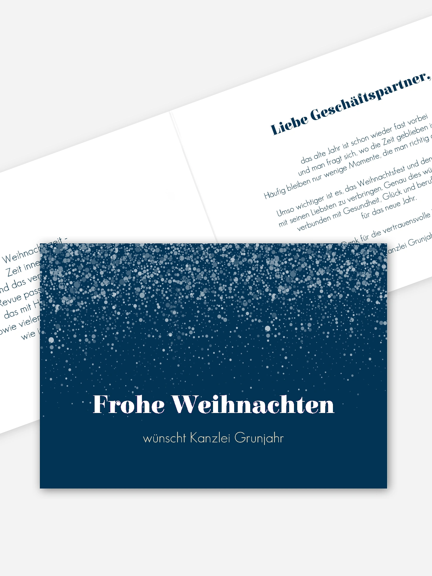 Geschäftliche Weihnachtskarte Schneeflocken