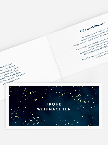 Geschäftliche Weihnachtskarte Himmelsleuchten