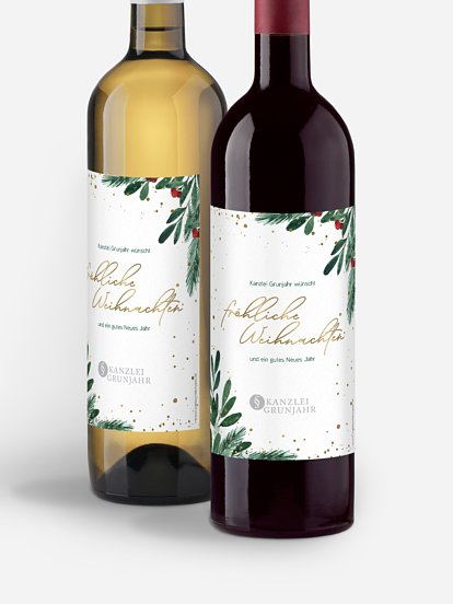 Flaschenetikett geschäftlich Winterzweige