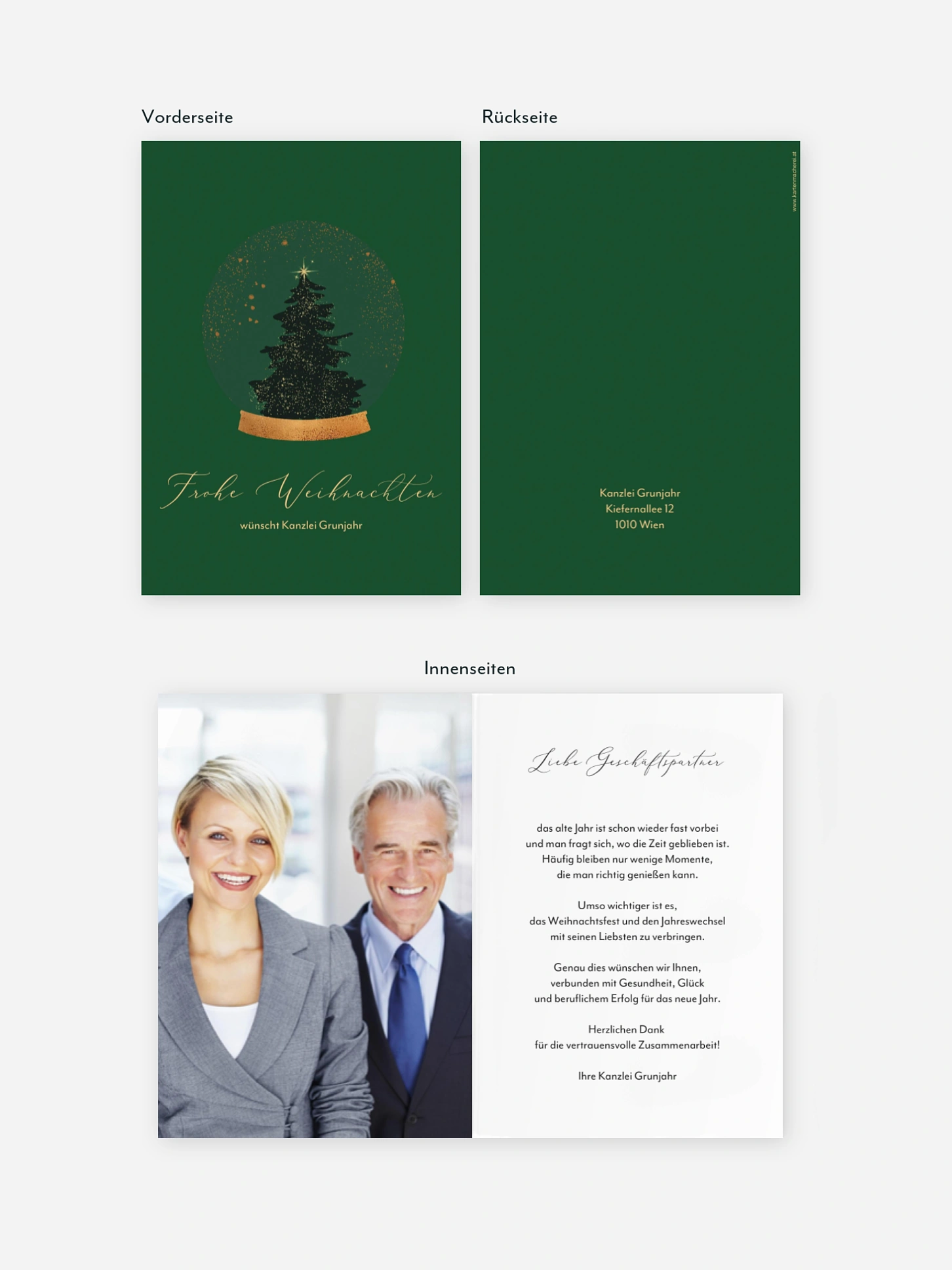 Geschäftliche Weihnachtskarte Christmas Tree Globe