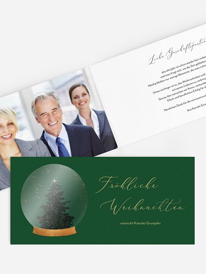 Geschäftliche Weihnachtskarte Christmas Tree Globe