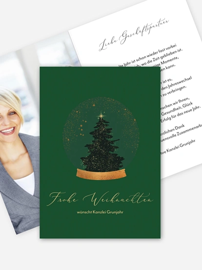 Geschäftliche Weihnachtskarte Christmas Tree Globe