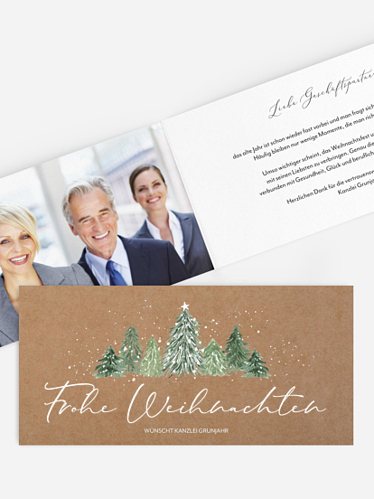 Geschäftliche Weihnachtskarte Weihnachtswald