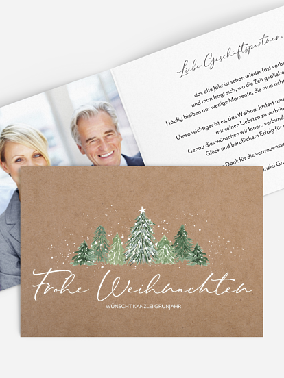 Geschäftliche Weihnachtskarte Weihnachtswald