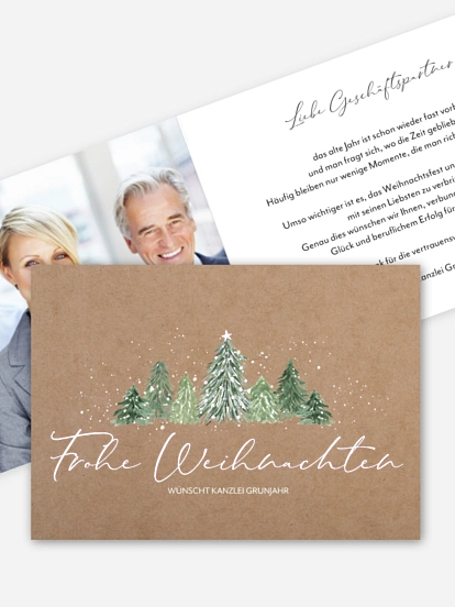 Geschäftliche Weihnachtskarte Weihnachtswald