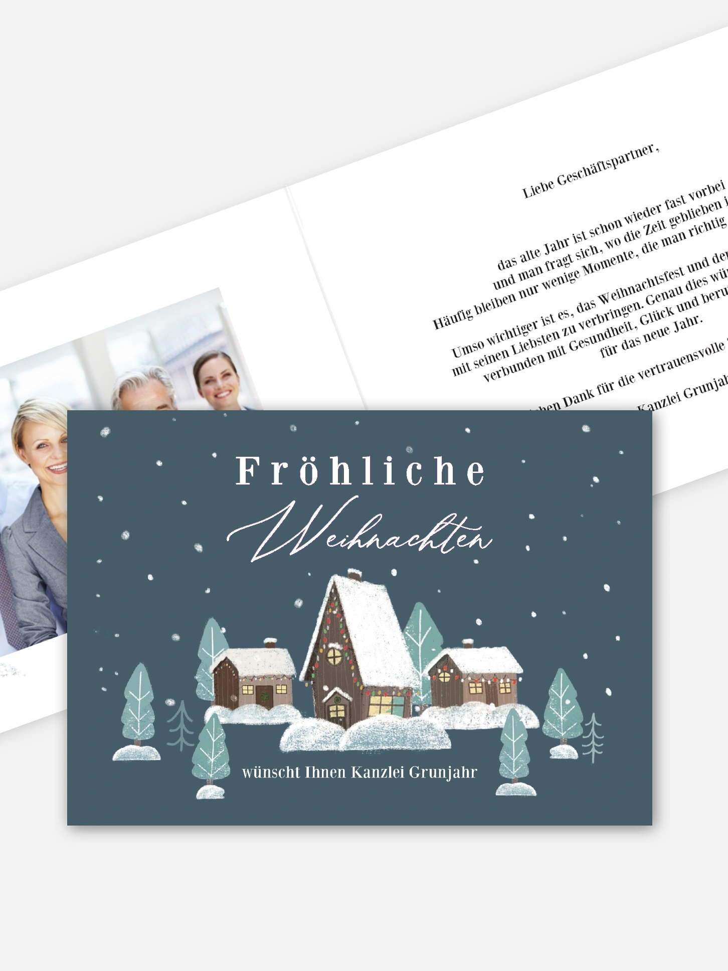Geschäftliche Weihnachtskarte Lebkuchenhaus