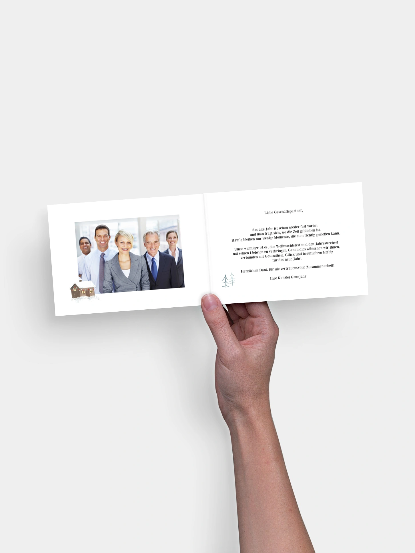 Geschäftliche Weihnachtskarte Lebkuchenhaus