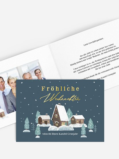 Geschäftliche Weihnachtskarte Lebkuchenhaus