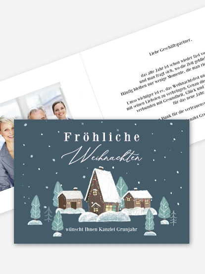 Geschäftliche Weihnachtskarte Lebkuchenhaus