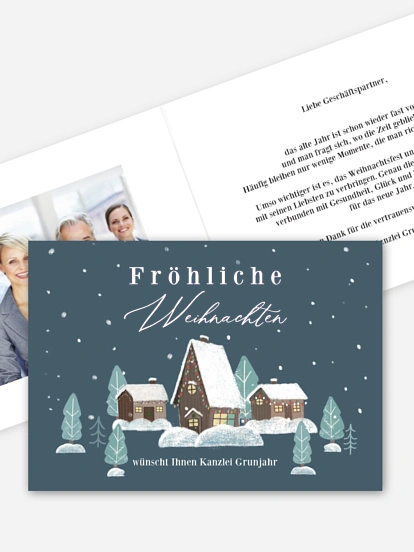 Geschäftliche Weihnachtskarte Lebkuchenhaus