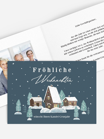 Geschäftliche Weihnachtskarte Lebkuchenhaus