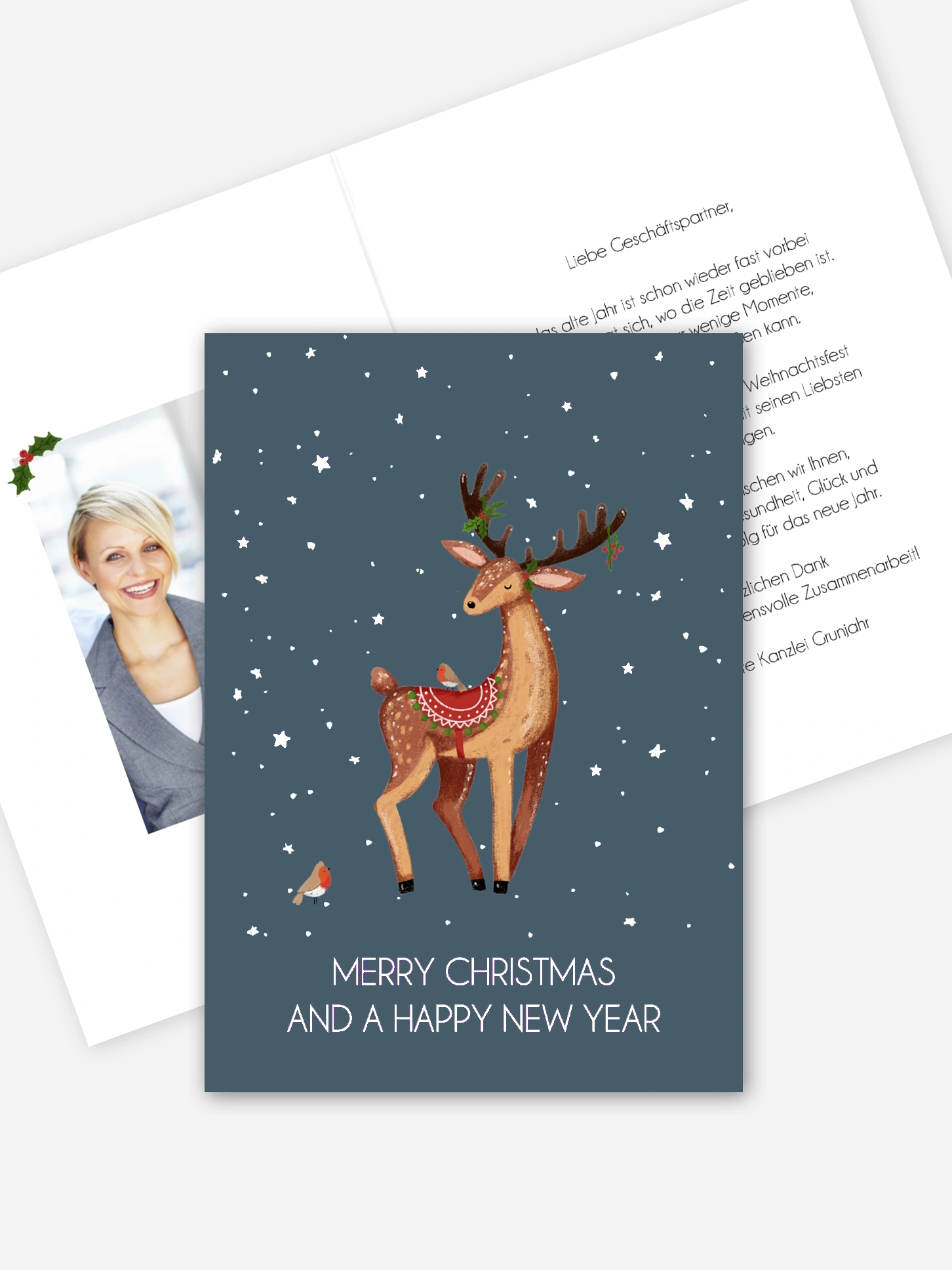 Geschäftliche Weihnachtskarte Lovely Deer