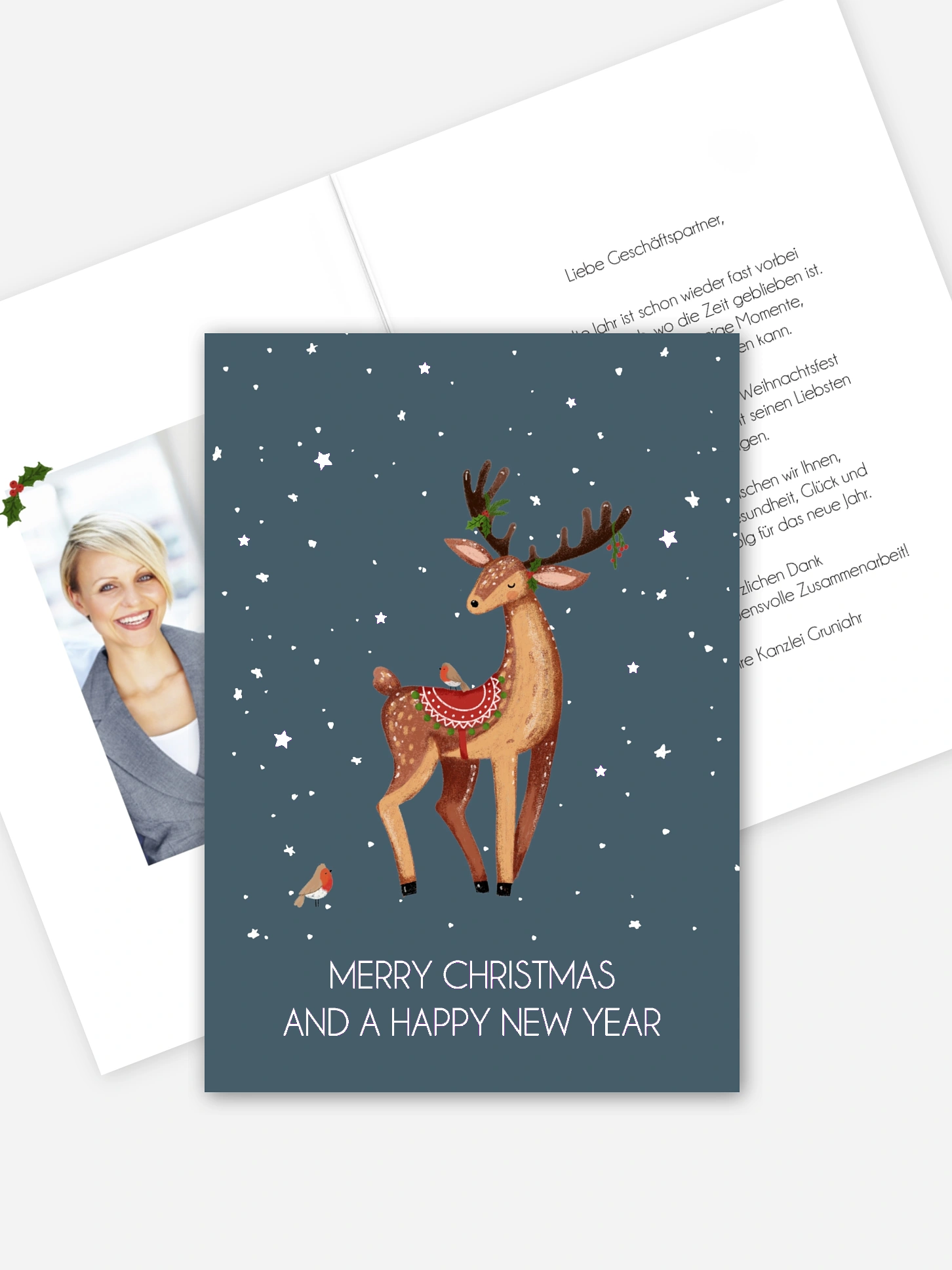 Geschäftliche Weihnachtskarte Lovely Deer