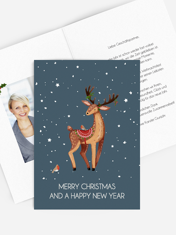 Geschäftliche Weihnachtskarte Lovely Deer