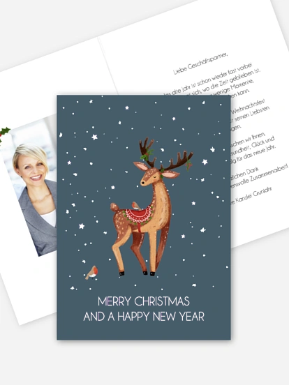 Geschäftliche Weihnachtskarte Lovely Deer