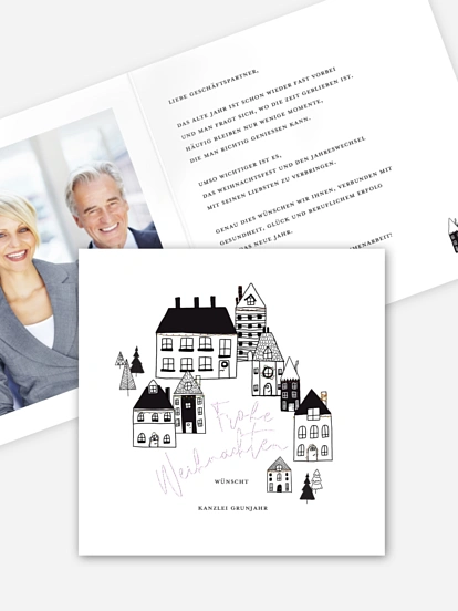 Geschäftliche Weihnachtskarte Christmas Village