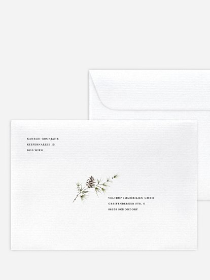 Bedruckte Umschläge geschäftl. Weihnachten Lärchenkranz