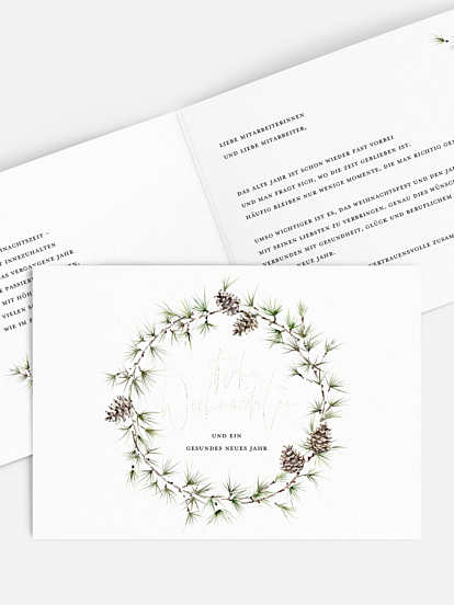 Geschäftliche Weihnachtskarte Lärchenkranz