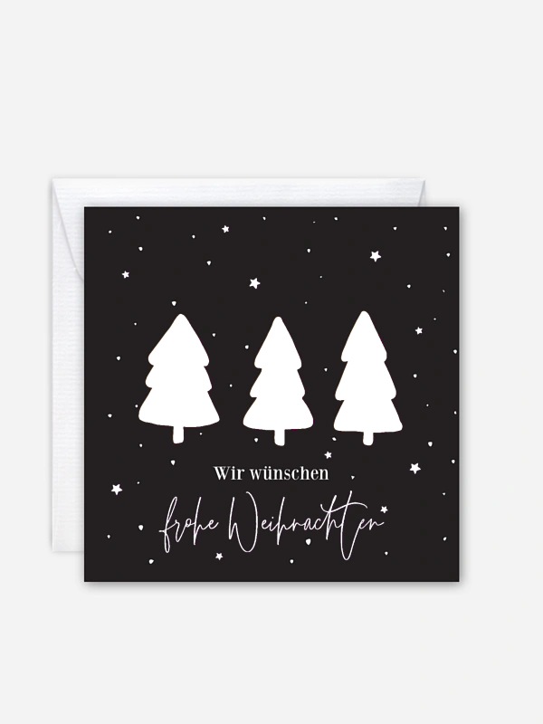 Geschäftliche Weihnachtskarte Tannen Trio