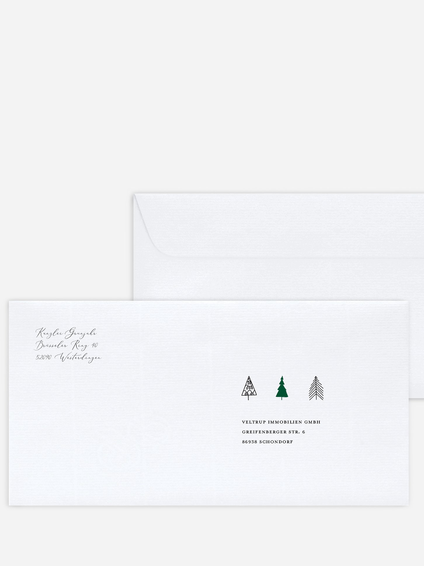 Bedruckte Umschläge geschäftl. Weihnachten Modern Trees