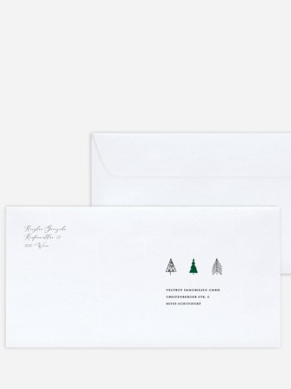 Bedruckte Umschläge geschäftl. Weihnachten Modern Trees
