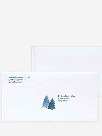 Bedruckte Umschläge geschäftl. Weihnachten Winterdorf