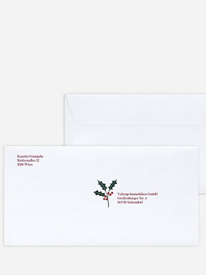 Bedruckte Umschläge geschäftl. Weihnachten Zweigentanz
