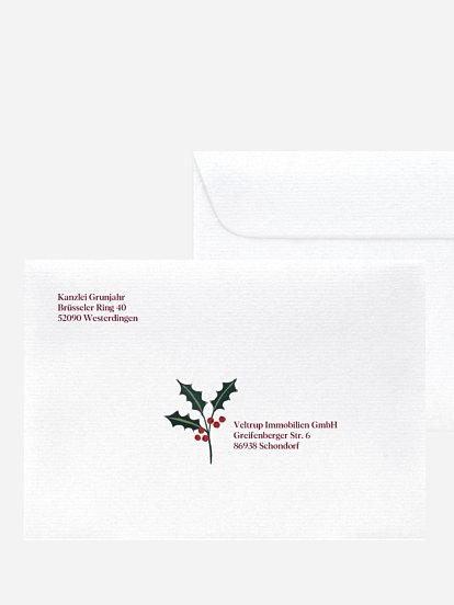 Bedruckte Umschläge geschäftl. Weihnachten Zweigentanz