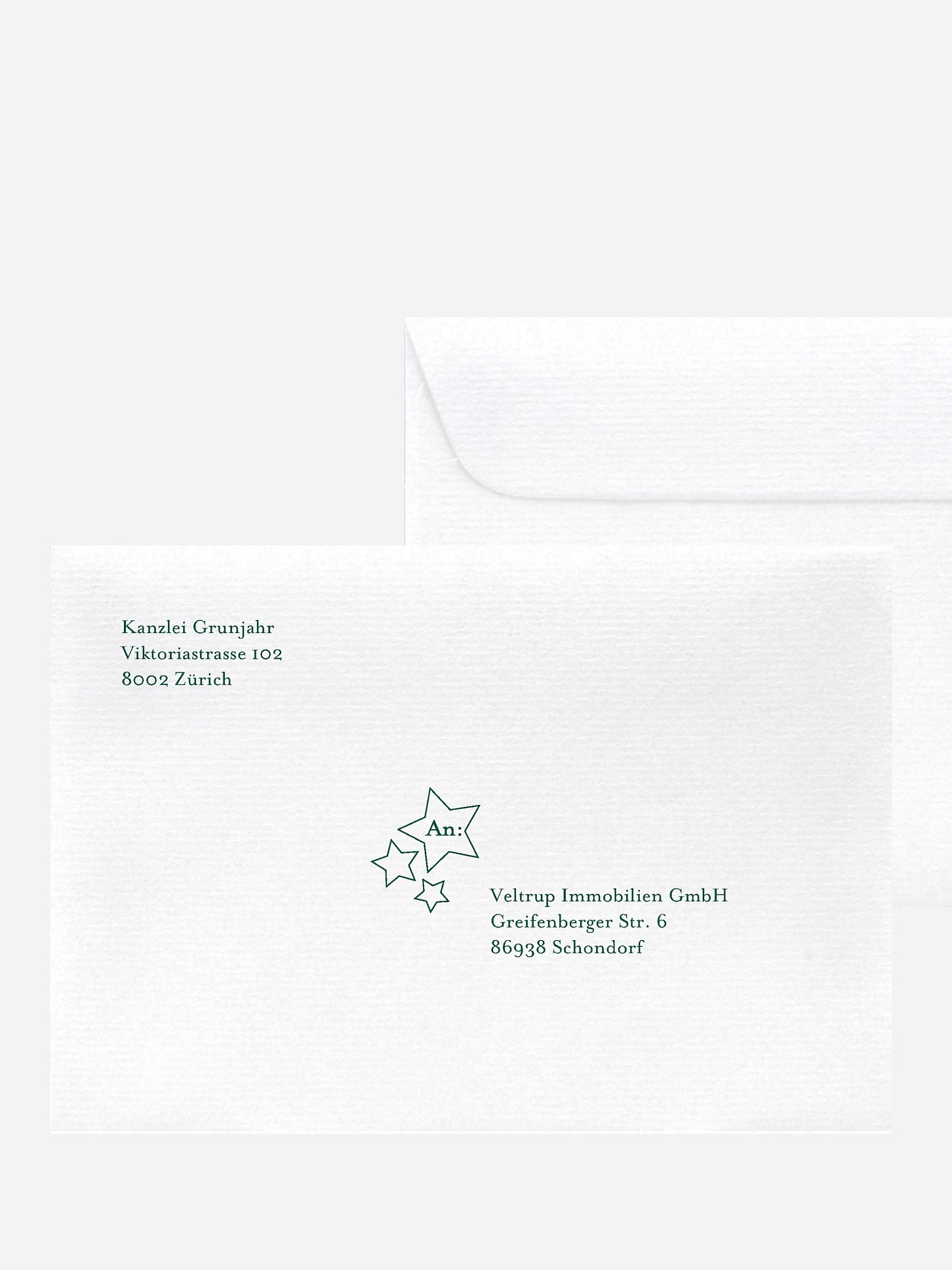 Bedruckte Umschläge geschäftl. Weihnachten Festtagsgrüße (gestanzt)