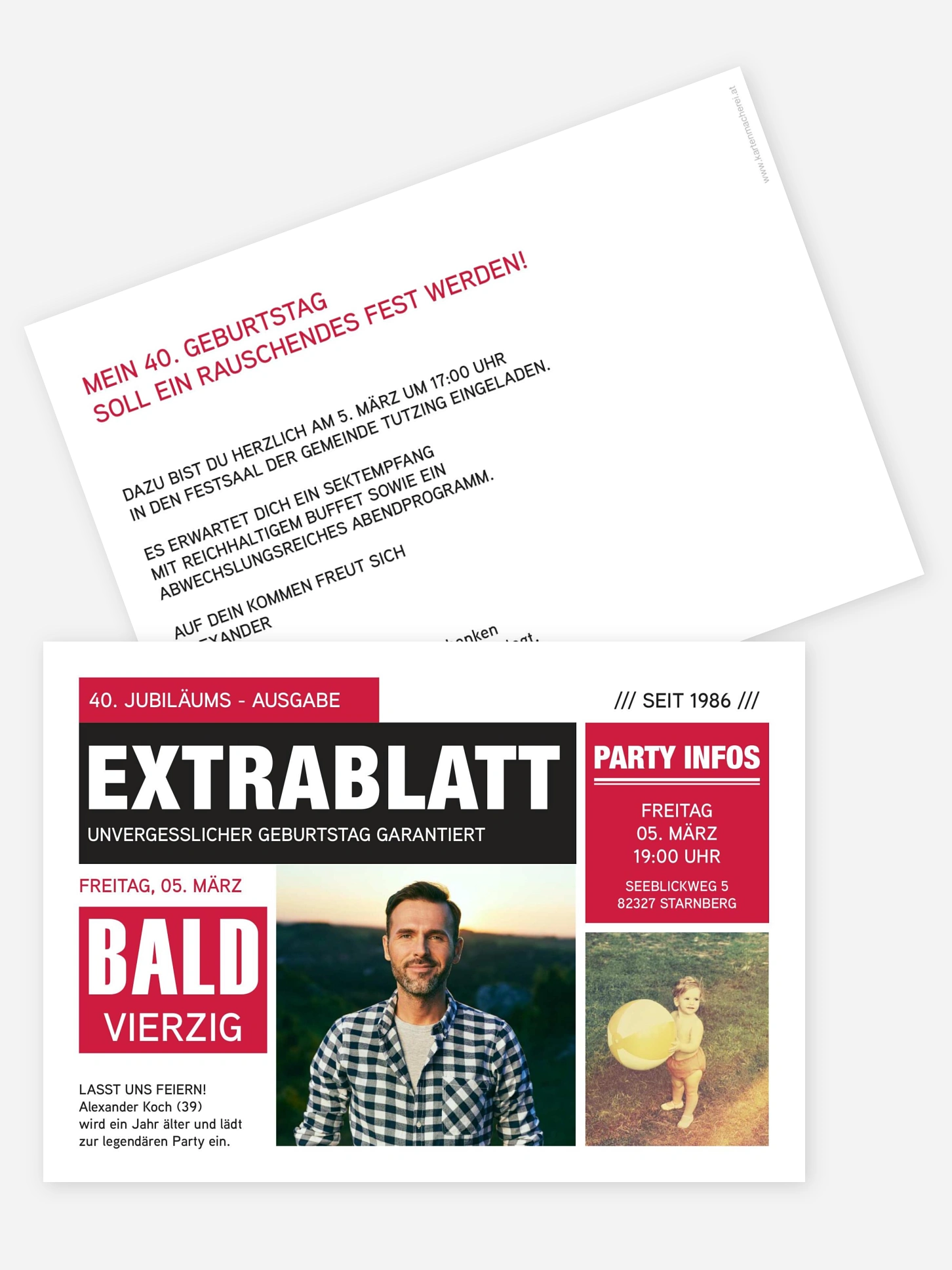 Einladung 40. Geburtstag Extrablatt
