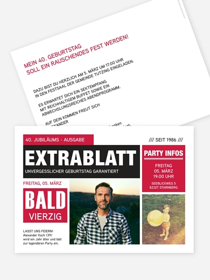 Einladung 40. Geburtstag Extrablatt