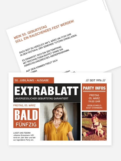 Einladung 50. Geburtstag Extrablatt